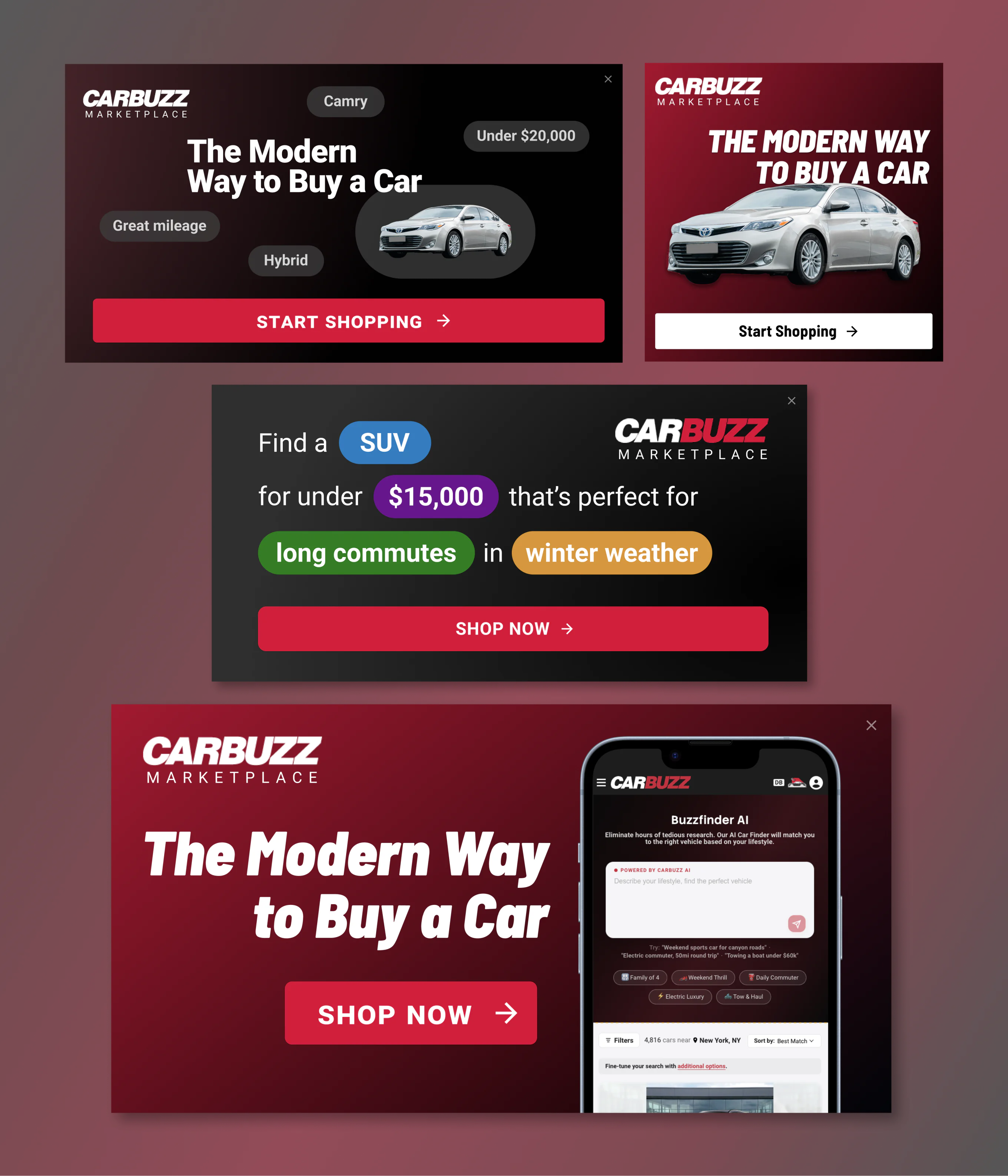 Carbuzz Marketplace campaign and advertisement designs